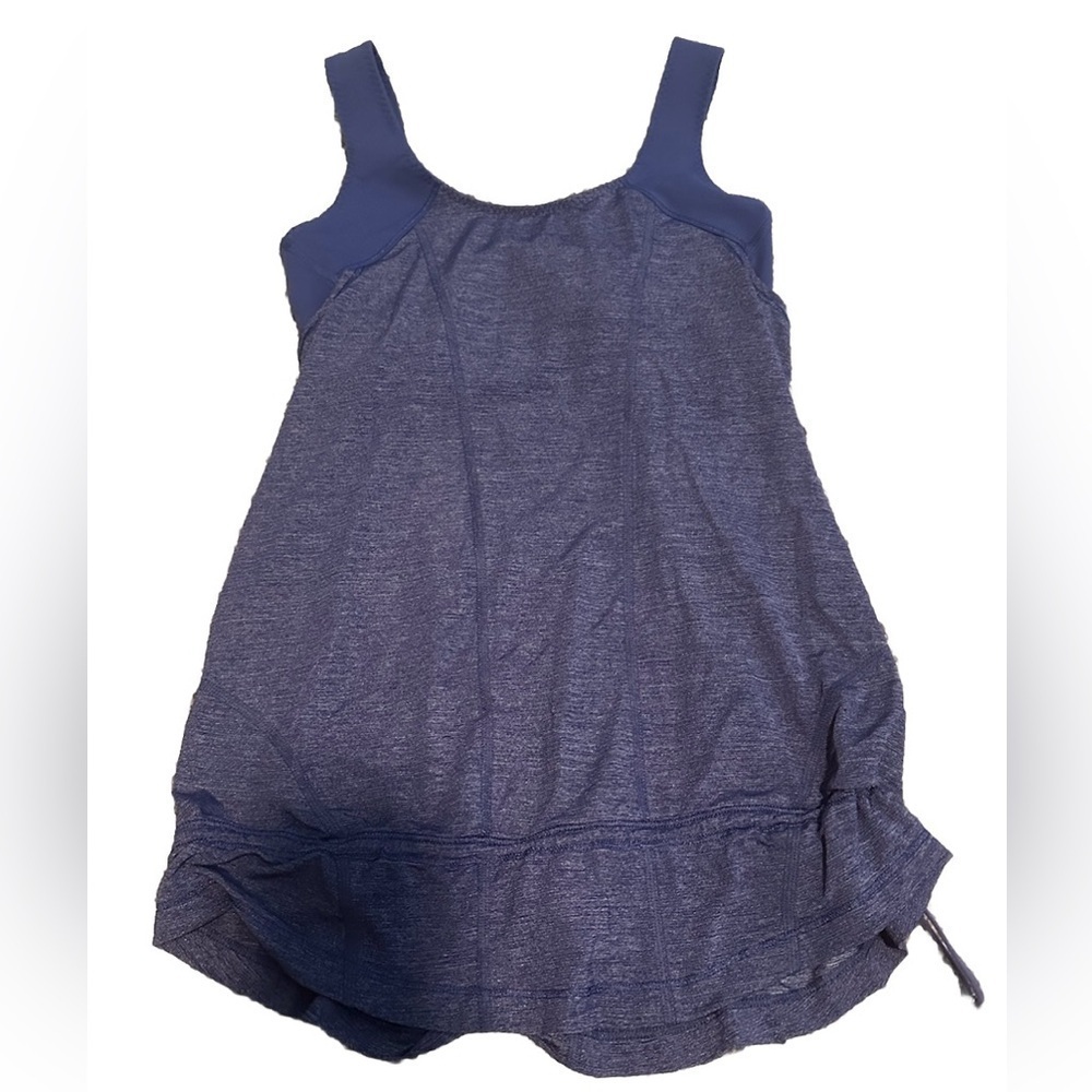 Lululemon Tank Built In Bra No Pads Cinch Drawstring  Bottom Blue Heather Size 6